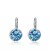 Premium quality platinum plated modern round sea blue swiss CZ diamonds earrings